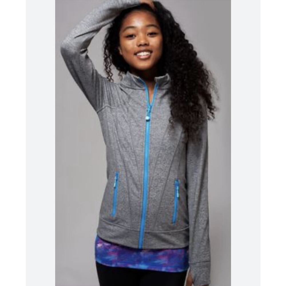 Ivivva By Lululemon Gray Perfect Your Practice Full Zip Thumbhole Jacket Sz 12